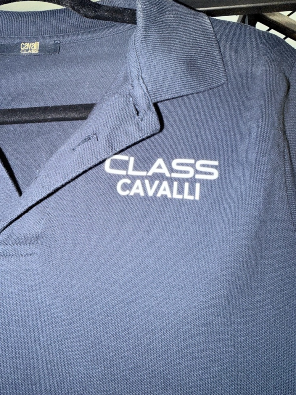 Mens Cavalli Class Navy Polo with White Snake size M - Picture 5 of 9